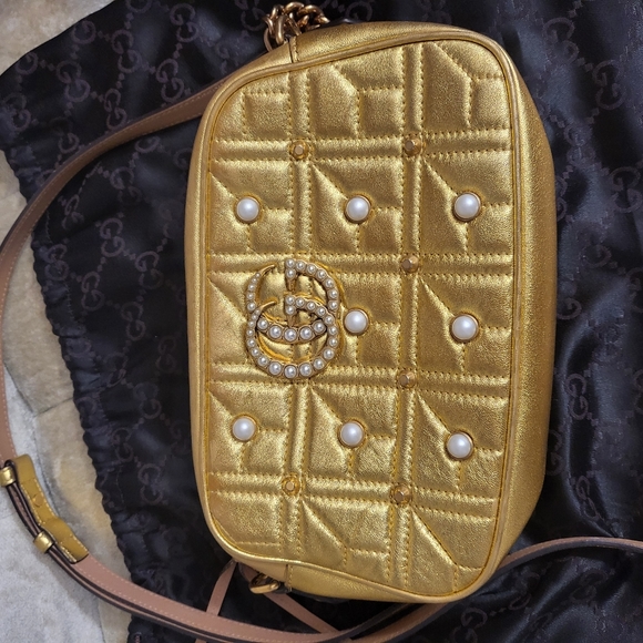 Authentic Gucci Pearl Studded GG Marmont camera bag - Picture 13 of 15